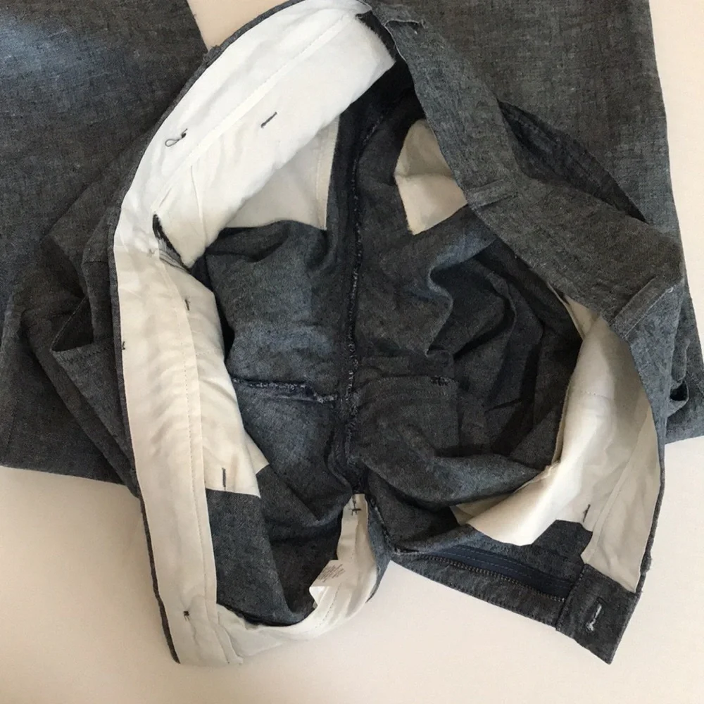 J.CREW—THE DRIGGS Men’s Dark Gray Slate Linen Cotton Blend Straight Leg Chinos